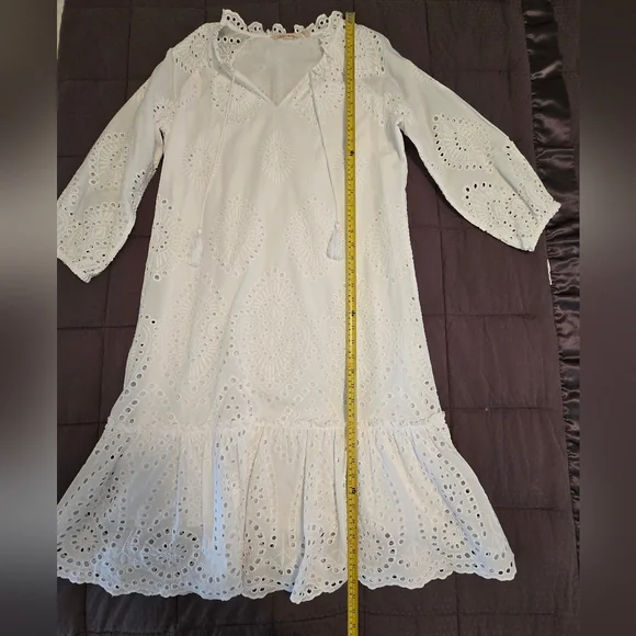 🤩Host Pick❤️Soft Surroundings Midi Eyelet City Of Gardens Dress Women's Sz Med - Picture 4 of 8